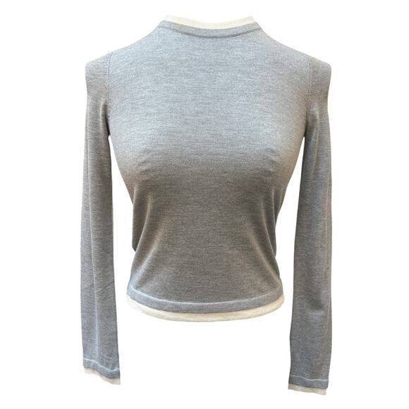 NWT Mango Long Sleeve High Neck Pullover Cashmere Blend Sweater Size XS Gray - Picture 1 of 4